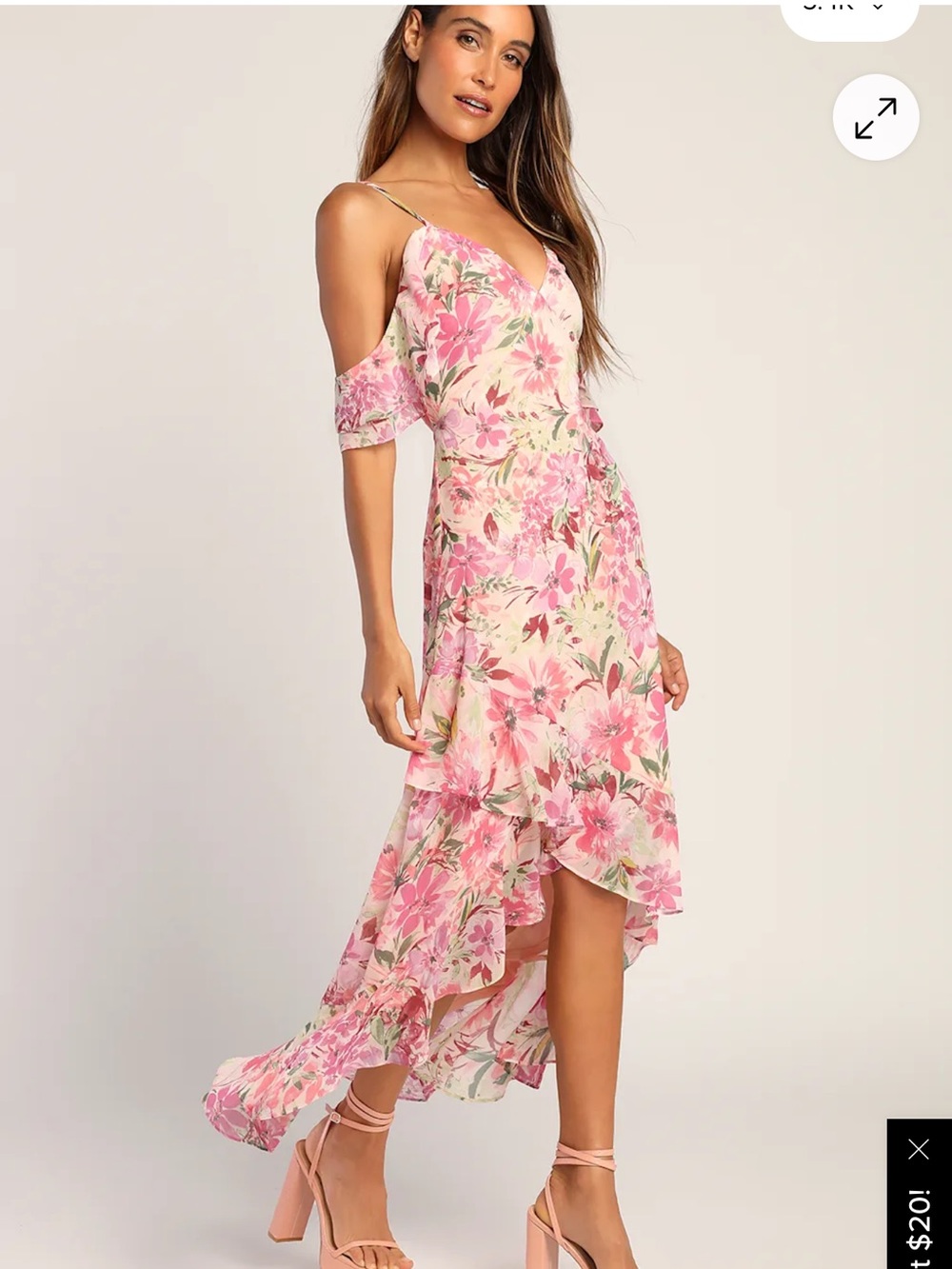 Pink Floral High-Low Ruffle Maxi Dress - Picture 9 of 10